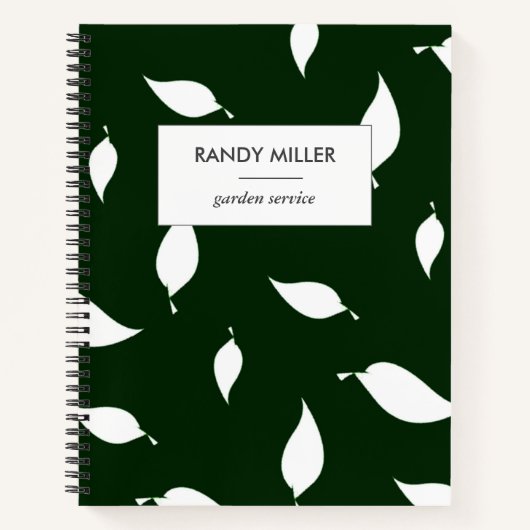 Silhouet witte bladeren groen notitieboek (Voorkant)
