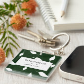 Silhouet witte bladeren groen sleutelhanger (Voorkant Rechts)