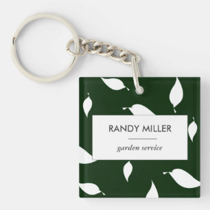 Silhouet witte bladeren groen sleutelhanger
