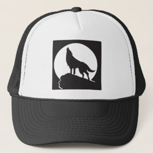 Silhouet wolf huilend naar de maan - therian t-shi trucker pet