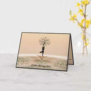 Silhouet Zen Yoga Houden met Levensboom Ontwerp Kaart