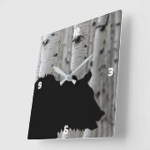 Silhouet Zwart Beer Aspen Boom Wandklok (Hoek)
