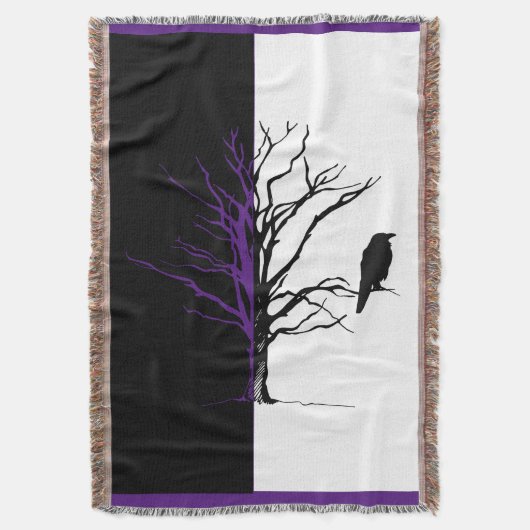 Silhouet Zwarte Vogel Raaf Deken (Voorkant Verticaal)