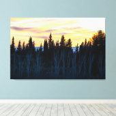 Silhouetbomen bij zonsondergang canvas afdruk (Insitu (Houten vloer))