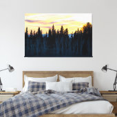 Silhouetbomen bij zonsondergang canvas afdruk (Insitu (Slaapkamer))