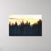 Silhouetbomen bij zonsondergang canvas afdruk (Voorkant)