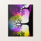Silhouetbomen en leuke pastelachtergrond legpuzzel (Verticaal)