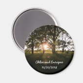Silhouetbomen en zonlicht gepersonaliseerde bruilo magneet (Voorkant / Achterkant)