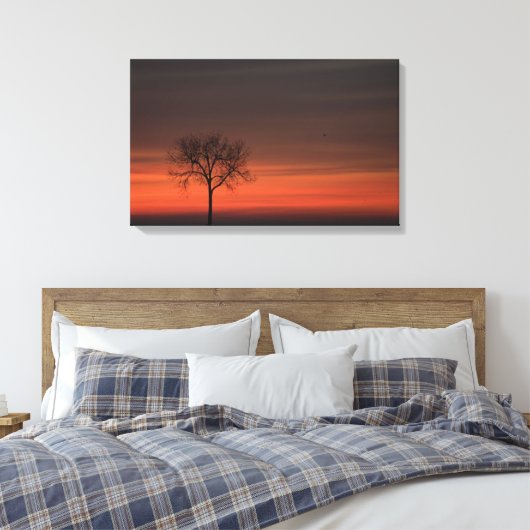 Silhouetboom uitgerekt canvas afdrukken (Insitu (Slaapkamer))