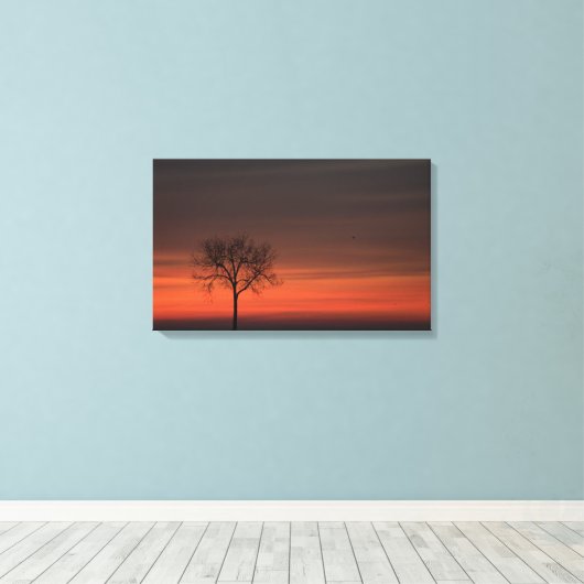 Silhouetboom uitgerekt canvas afdrukken (Insitu (Houten vloer))