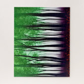 Silhouetbos met groene bladeren Paarse grond Legpuzzel (Verticaal)
