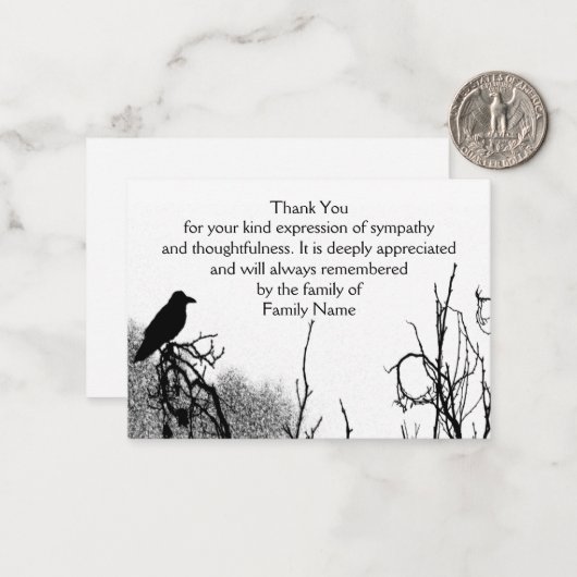 Silhouetcrow - Hartelijk dank Notitiekaartje (Voorkant / Achterkant in situ)