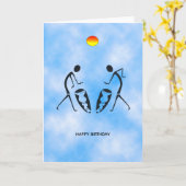 Silhouetdansers vieren verjaardag kaart (Gele Bloem)