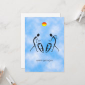 Silhouetdansers vieren verjaardag kaart (Voorkant / Achterkant in situ)