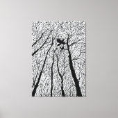 Silhouetraven in de winterbomen canvas afdruk (Voorkant)