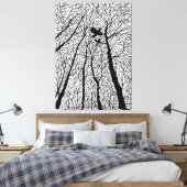 Silhouetraven in de winterbomen canvas afdruk (Insitu (Slaapkamer))