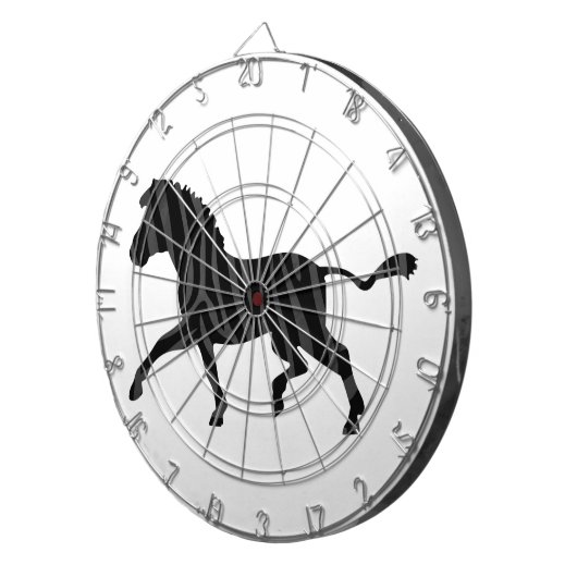 Silhouette afdrukken in zwart-wit en grijs dartbord (Voorkant Rechts)