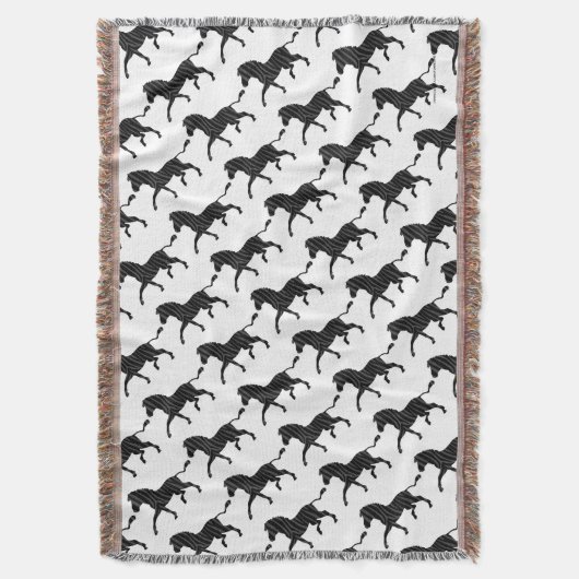 Silhouette afdrukken in zwart-wit en grijs deken (Voorkant Verticaal)