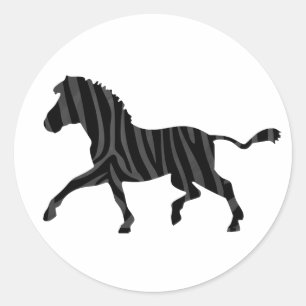 Silhouette afdrukken in zwart-wit en grijs ronde sticker