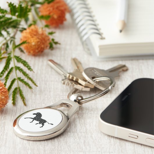 Silhouette afdrukken in zwart-wit en grijs sleutelhanger (Zijkant)