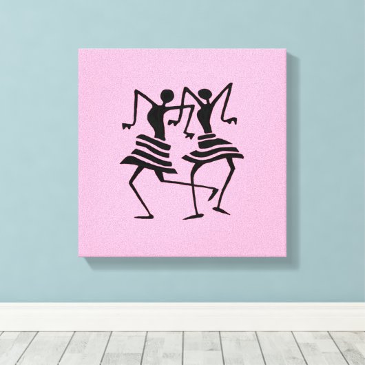 Silhouette Afrikaanse kunst viering Canvas Afdruk (Insitu (Houten vloer))