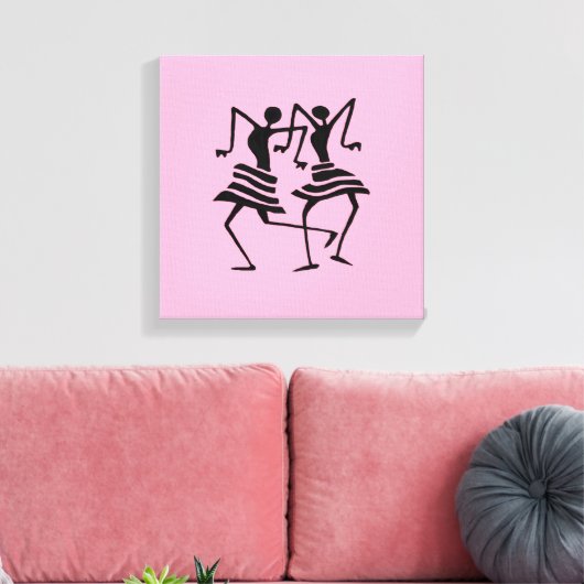 Silhouette Afrikaanse kunst viering Canvas Afdruk (Insitu (Woonkamer))