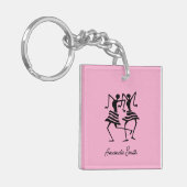 Silhouette Afrikaanse kunst viering Sleutelhanger (Voorkant Links)