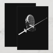 Silhouette American Fencing Mask en Weapon Fencer Feestdagenkaart (Voorkant / Achterkant)