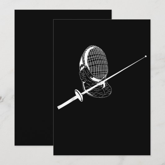 Silhouette American Fencing Mask en Weapon Fencer Feestdagenkaart (Voorkant / Achterkant)