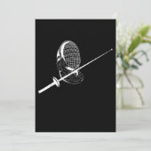 Silhouette American Fencing Mask en Weapon Fencer Feestdagenkaart (Staand voorkant)