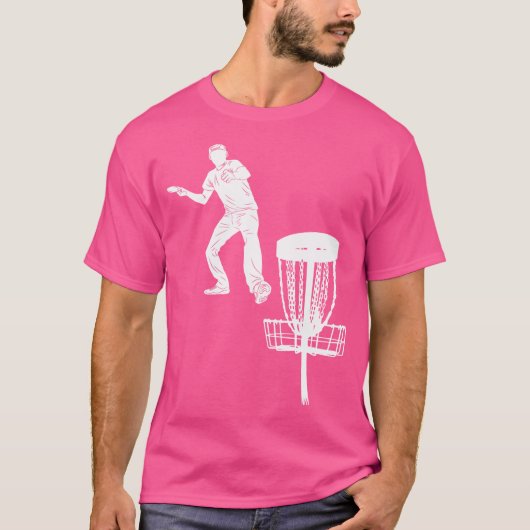Silhouette Amerikaanse Disc Golf Speler Frolf Doel T-shirt (Voorkant)