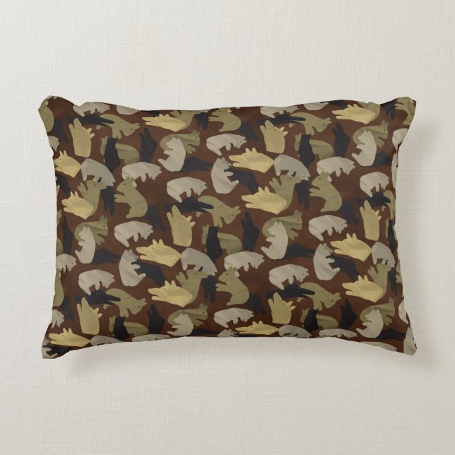 Silhouette Animal Camouflage Brown Accent Kussen (Voorkant)