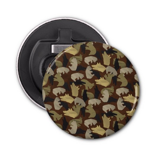 Silhouette Animal Camouflage Brown Button Flesopener (Voorkant)