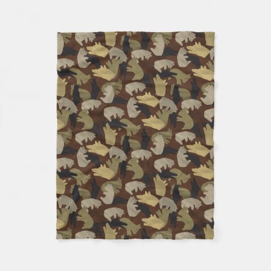 Silhouette Animal Camouflage Brown Fleece Deken (Voorkant)