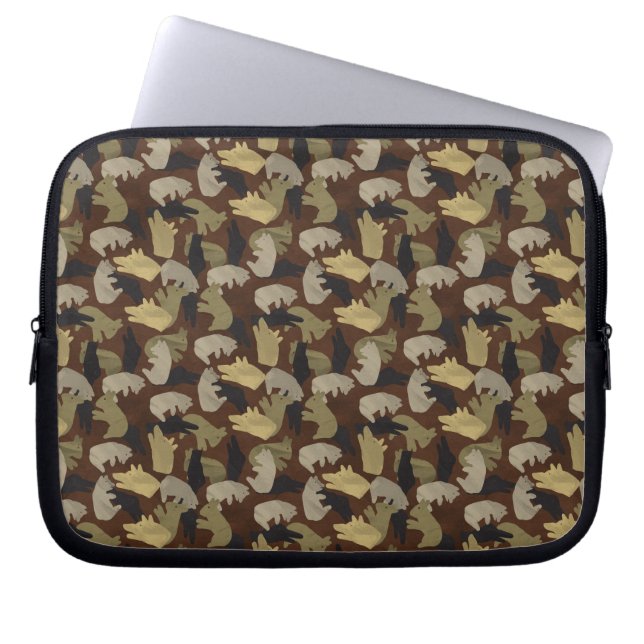 Silhouette Animal Camouflage Brown Laptop Sleeve (Voorkant)