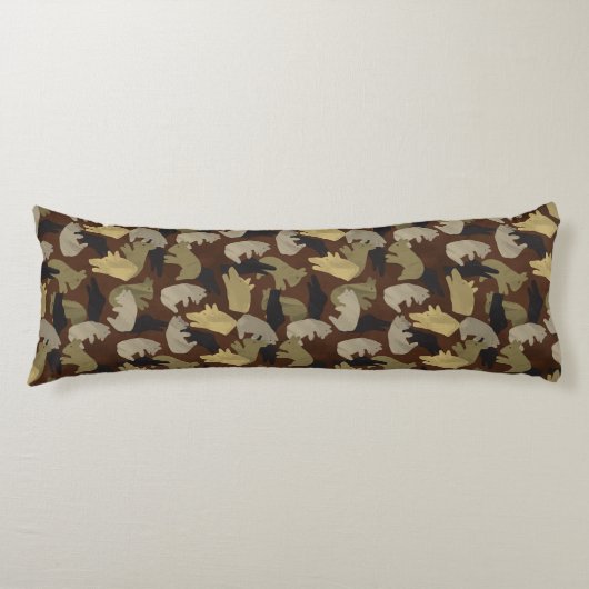 Silhouette Animal Camouflage Brown Lichaamskussen (Voorkant)