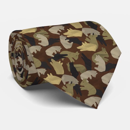 Silhouette Animal Camouflage Brown Stropdas (Opgerold)