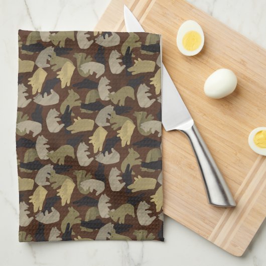 Silhouette Animal Camouflage Brown Theedoek (Quarter Fold)
