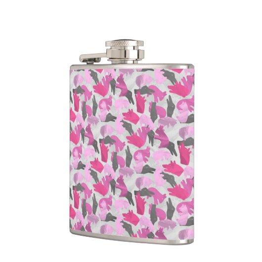 Silhouette Animal Camouflage Roze Heupfles (Links)