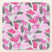Silhouette Animal Camouflage Roze Kartonnen Onderzetters (Voorkant)