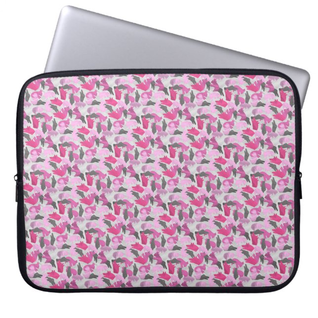 Silhouette Animal Camouflage Roze Laptop Sleeve (Voorkant)