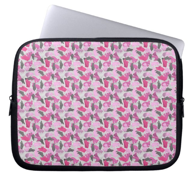Silhouette Animal Camouflage Roze Laptop Sleeve (Voorkant)