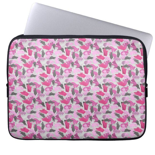 Silhouette Animal Camouflage Roze Laptop Sleeve (Voorkant)