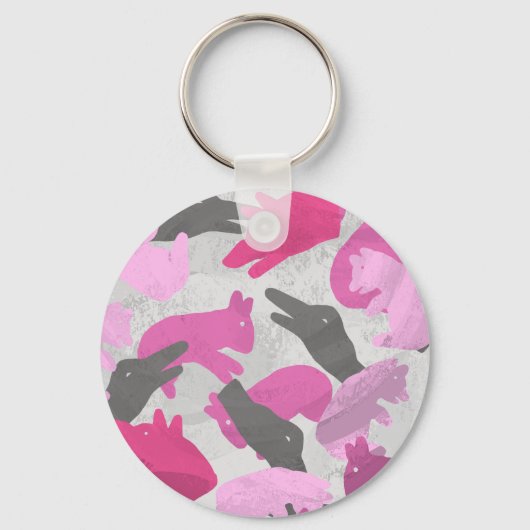 Silhouette Animal Camouflage Roze Sleutelhanger (Voorkant)