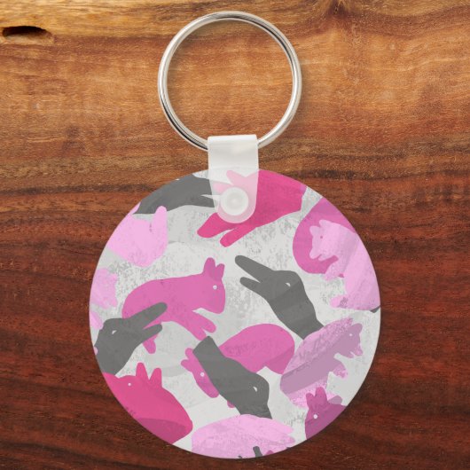 Silhouette Animal Camouflage Roze Sleutelhanger (Voorkant)