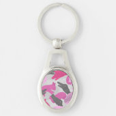 Silhouette Animal Camouflage Roze Sleutelhanger (Voorkant)