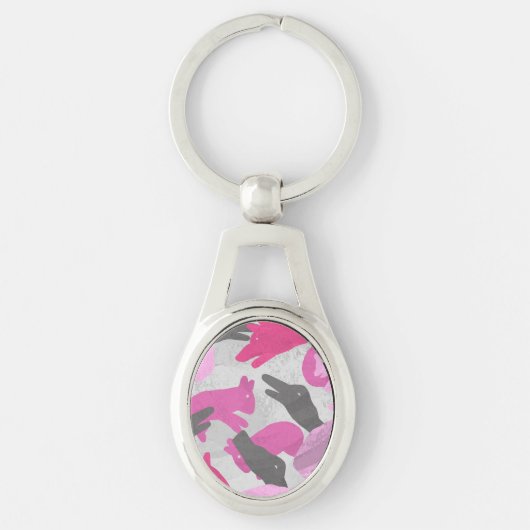 Silhouette Animal Camouflage Roze Sleutelhanger (Voorkant)