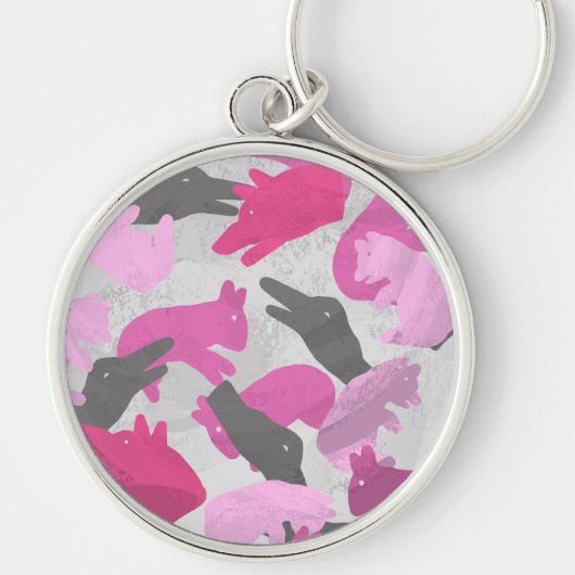 Silhouette Animal Camouflage Roze Sleutelhanger (Voorkant)