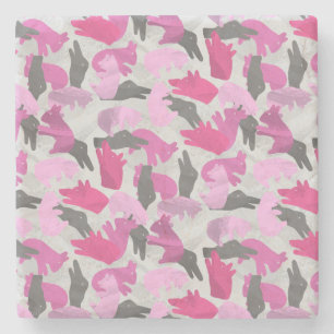 Silhouette Animal Camouflage Roze Stenen Onderzetter