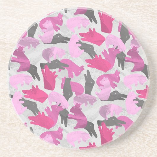 Silhouette Animal Camouflage Roze Zandsteen Onderzetter (Voorkant)